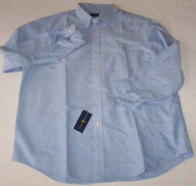 Polo Ralph Lauren Cotton Long Sleeve Buttoned Shirt Mens Light Blue XXL 2xl