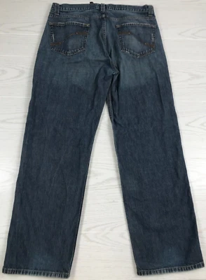 Pantalones de mezclilla DKNY vintage para hombre 34x30 azul oscuro pierna recta 100 % algodón relajados Y2K Foto 1 de 4