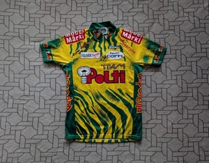 ● VINTAGE 1990'S TEAM POLTI CYCLING 1/4 SHIRT SMS SANTINI SIZE MEN'S ADULT M ● - Picture 1 of 12