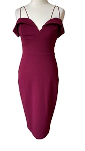 AX Paris New Look Dress Burgundy Bodycon Cami Wiggle Stretch Party cami uk 10 - Picture 1 of 8
