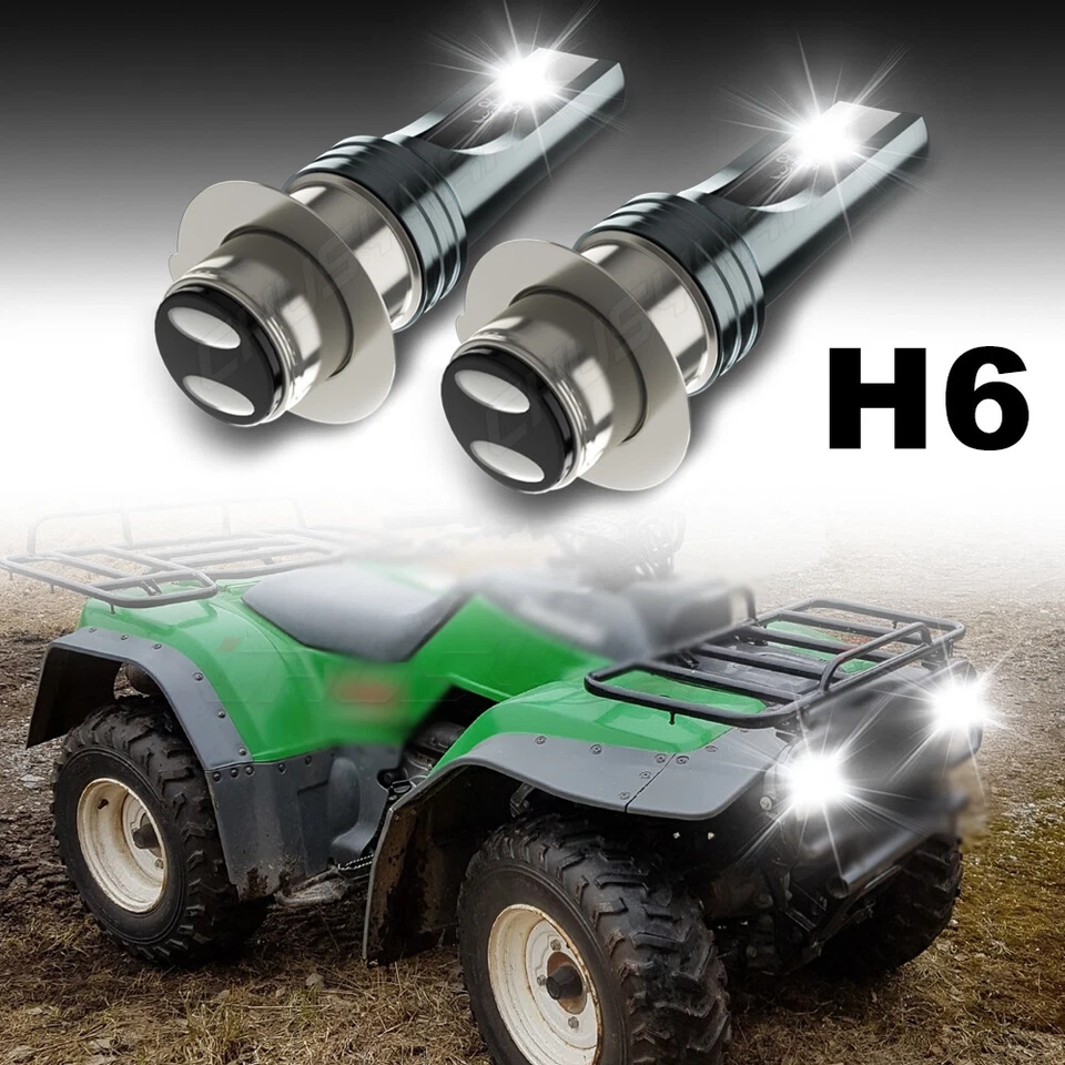 适用于川崎 Bayou LED 车头灯 2 件灯泡 6000K 白色套件 220 250 300 400 KLF — 第 1/4 张图片