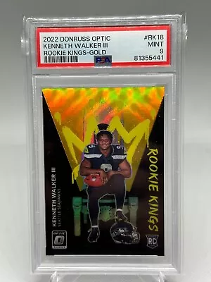Kenneth Walker 2022 Optic Rookie Kings Gold /10 PSA 9 Seattle Seahawks - Image 1 of 2