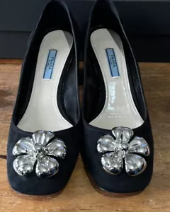 Zapatos de tacón bloque de gamuza Prada talla 38 1/2 (6) *USADOS UNA VEZ* - Imagen 1 de 9
