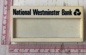 VTg Og national Westminster bank Plastic Staff Name Badge Fattorini 1980s - Picture 1 of 4