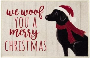 PRINTED KITCHEN RUG(20"x30")WINTER,SANTA DOG,WE WOOL YOU A MERRY CHRISTMAS,Natco - Picture 1 of 9