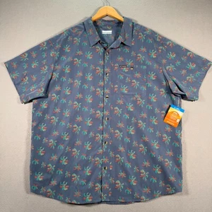 Columbia Captree Island Button Up Shirt Mens 2XL Blue All Over Print Omni Shade - Picture 1 of 11