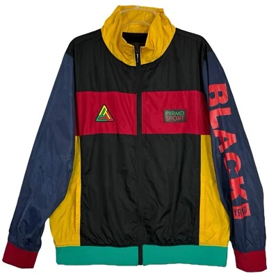 Chaqueta cortavientos negra Pyramid Colorblock para hombre talla XXXL 3XL forrada en malla Foto 1 de 4