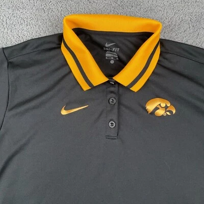 Iowa Hawkeyes Shirt Womens XL Black Yellow Nike Team Performance Dri Fit NCAA - Image 1 of 4