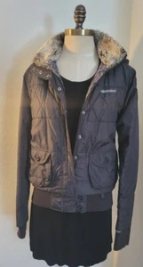 Element Womens Parka Jacket Brown Snap Zip Hooded Faux Fur Lined Flap Pockets M - Picture 1 of 6