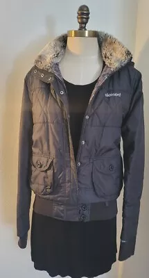 Jaqueta Parka Feminina Element Marrom Snap Zip Com Capuz Forrada de Pele Sintética Bolsos com Aba M - Imagem 1 de 4