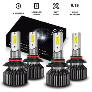 4PCS 9005 9006 LED Combo Headlight Kit Bulbs 6000K Cool White COB High&Low Beam - Picture 1 of 14