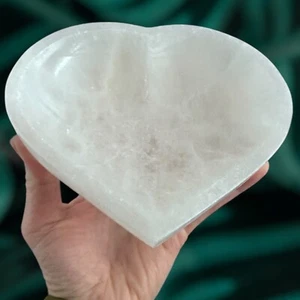 XL Selenit Aufladen Herzform Schalen Kristall Reinigung Riesige Größe Über 1,5 Pfund - Bild 1 von 7