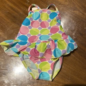 NWT Girls M.N. Bird One Piece Pink Green Polka Dot Bathing Suit Size 3 Ruffle - Picture 1 of 8