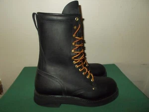 Mens 10" Hoffman #9000 Logger Work Boot 8.5 D Black USA Made Leather NEW - Picture 1 of 11