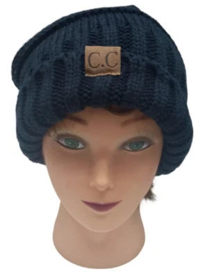 C.C темно-синий унисекс с манжетами громоздкая зимняя шляпа, один размер, шляпа-100 - Изображение 1 из 4