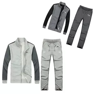 Men’s Athletic Full Zip Novelty Fleece Tracksuit Jogging Activewear Sweatsuits - Picture 1 of 6