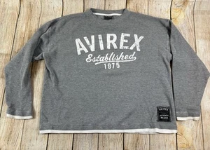 Mens Avirex Y2K Waffle Knit Thermal Longsleeve Shirt Size Medium Gray White - Picture 1 of 6