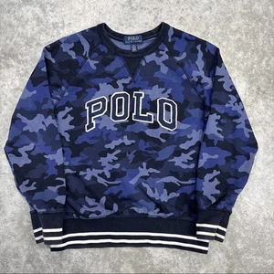 Polo Ralph Lauren Sweatshirt youth Medium Camo Crewneck Pullover Spell Out boys - Picture 1 of 5