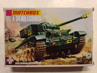 UK WW2 A-34 MK-I Comet Tank 1/76 plastic model kit Matchbox 1983 Vintage - Immagine 1 di 4