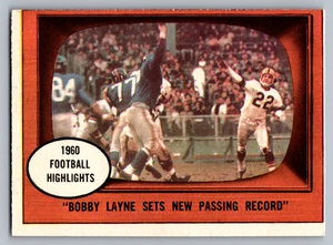 1961 Topps #113 Bobby Layne establece nuevo récord de pases - Imagen 1 de 3