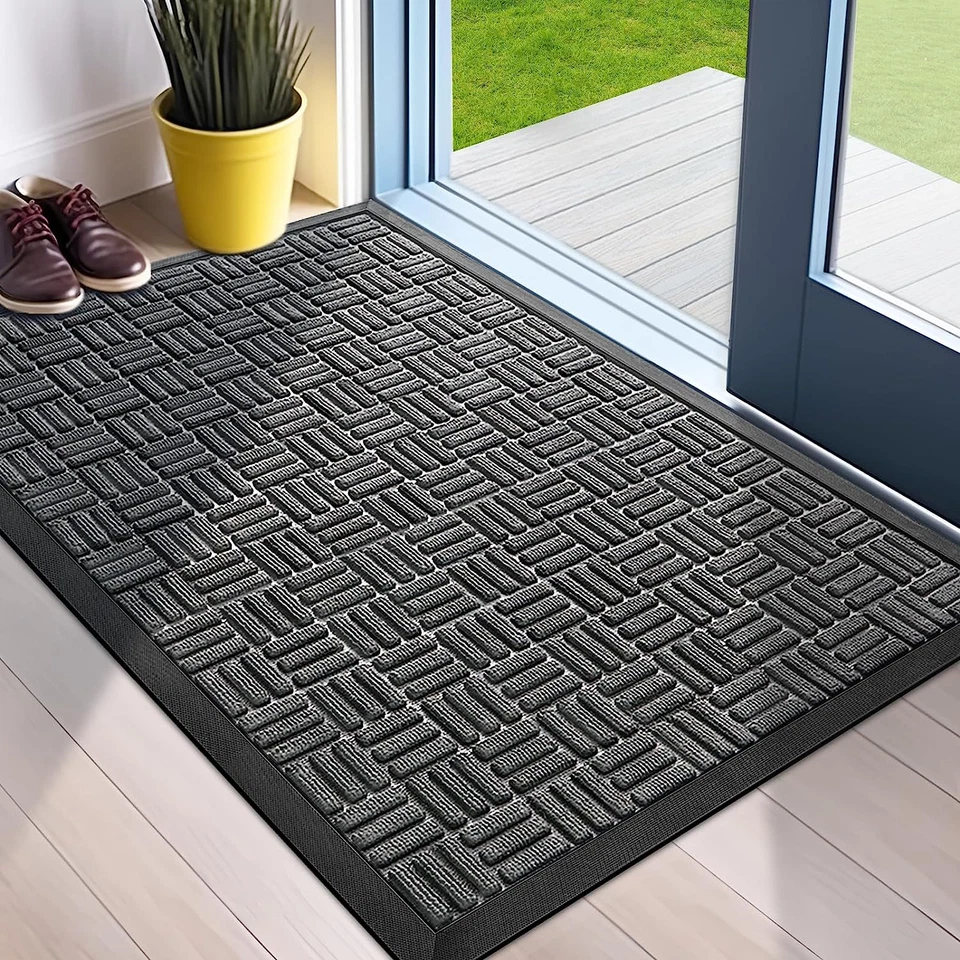 Mibao Front Door Mat Heavy Duty Durable Welcome Mat for Outdoor Indoor Dirt Tr