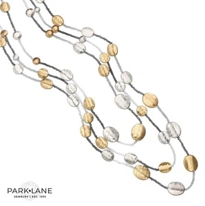 Collana di perle Park Lane Fable dischi martellati oro e argento 28, 32, 36” + 3” - Foto 1 di 7