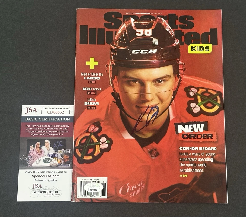 Connor Bedard Signed Sports Illustrated Kids Magazine Autographed Auto JSA COA - Image 1 of 1