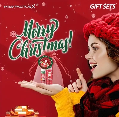 MISS FACTOR X Christmas Handcream and Lip Balm Gift Set Stocking Fillers Gift Bag 10 Scents