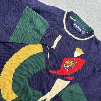 VTG 90s Par Four Cable Knit Sweater Mens Large Golf Rugby Swing Polo Luxury Club - Image 1 of 4