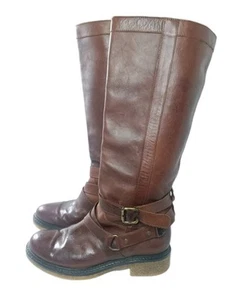 Boemos Brown Leather Boots Women's Size 12 Made In Italy Retail $290 - Picture 1 of 14