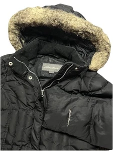 Eddie Bauer Damen Medium Daunen Gefüllt Puffer Jacke Lang Fell Kapuze Parka Mantel M - Bild 1 von 13