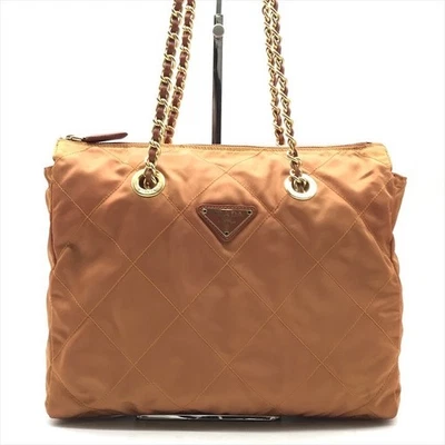 Borsa Prada Triangolo Logo Nylon Catena Tracolla Tote Bag Arancione K4713 Vin... - Immagine 1 di 4