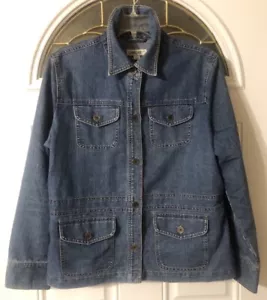 Cherokee Denim Chore Jacket Womens SzLg Button Front Patch Pockets - Picture 1 of 8