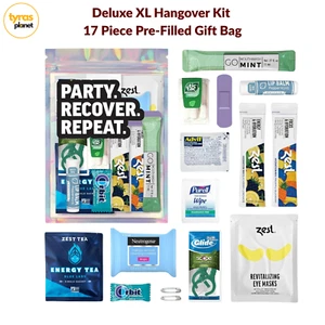Deluxe XL Hangover Kit - 17 Piece Pre-Filled Gift Bag - Premium Supplies Set - Picture 1 of 8