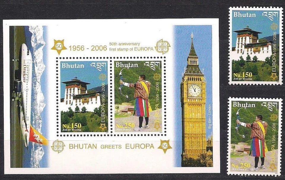Bhutan / Bhoutan 2006  ☀ Europa CEPT -  Cultures Arcitecture set + MSS ☀ MNH** - Image 1 of 1