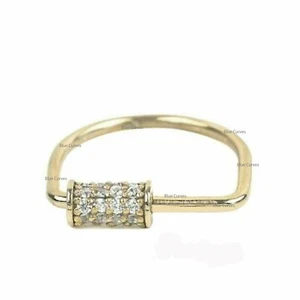 14k Solid Yellow Gold SI Clarity Natural Diamond Enhancer Lock Gift For Her - Picture 1 of 5