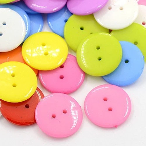 100 x Mixed Color, Sizes 2-Hole Acrylic Sewing Plastic Buttons Crafts Findings - Image 1 of 1