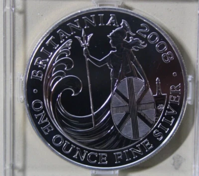 England- Great Britain 2 Pounds 2008 Silver 1 oz BU #F6514 Britannia Fab 12 - Image 1 of 4