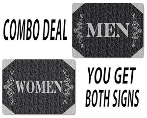 RESTROOM His and Hers METAL SIGNS MEN WOMEN ELLEGANT business bathroom door 504 - Picture 1 of 3