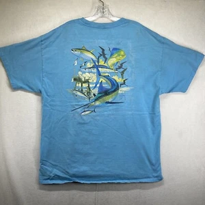 Vintage 90s Guy Harvey T Shirt Sz Large Faded Blue Fish Short Sleeve OG Graphic - Picture 1 of 20