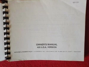MASERATI 425 USA Version Used MIE Copy of OWNER'S MANUAL Spiral Bound - Bild 1 von 12
