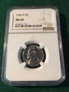 1956-D JEFFERSON NICKEL 5c NGC MS 66 - Picture 1 of 5
