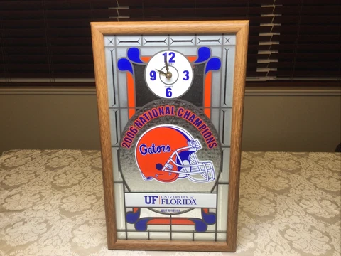 UF GATORS 2006 National Champions Helmet Za-Meks Wall Clock Mirror Stained Glass Cover