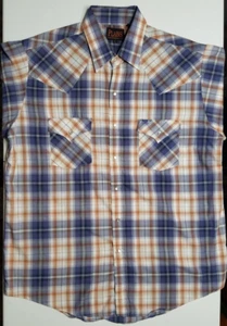 Plains Western Wear Long Sleeve Pearl Snap Blue Plaid Shirt Men's Size Large - Bild 1 von 14
