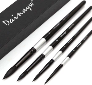 round Watercolor Paint Brushes 4Pcs Squirrel Hair Professional Brush for Artist  - Picture 1 of 11