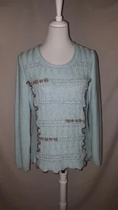 BiBA Designer Strick Pulli Pullover Blau Grau mit 50% Baumwolle Maße beachten - Bild 1 von 10