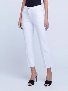 NWT $255 L'AGENCE Sada High Rise Cropped Slim Jeans in Blanc White; Size 32 - Picture 1 of 2