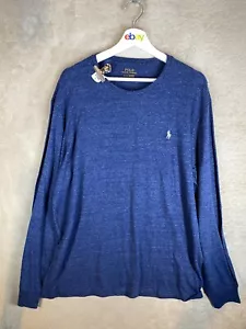 Polo Ralph Lauren Casual T-Shirts Top Size L Mens Blue Logo Long Sleeve - Picture 1 of 11