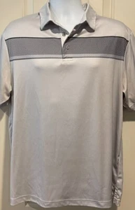 PGA Tour White Gray Black Diamond Pattern Polyester Golf Shirt - Large - Picture 1 of 2