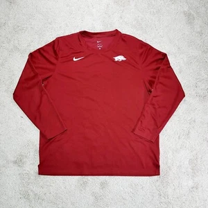 Arkansas Razorbacks Shirt Men XL Red Nike Dri Fit Long Sleeve Performance NCAA - Picture 1 of 12